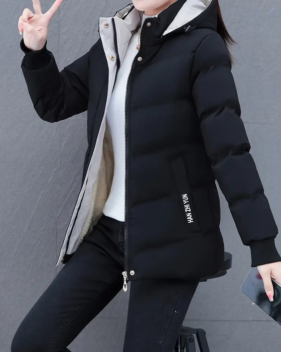 Jacke lässig einfarbig warm mit Kapuze
