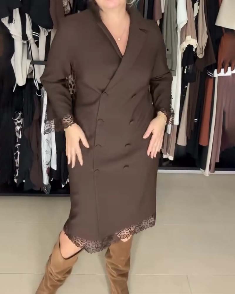 Kleid Geteilte Ärmel Spitze Patchwork Anzug