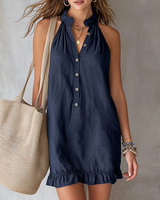 Kleid Ärmellos Elegant V-Ausschnitt