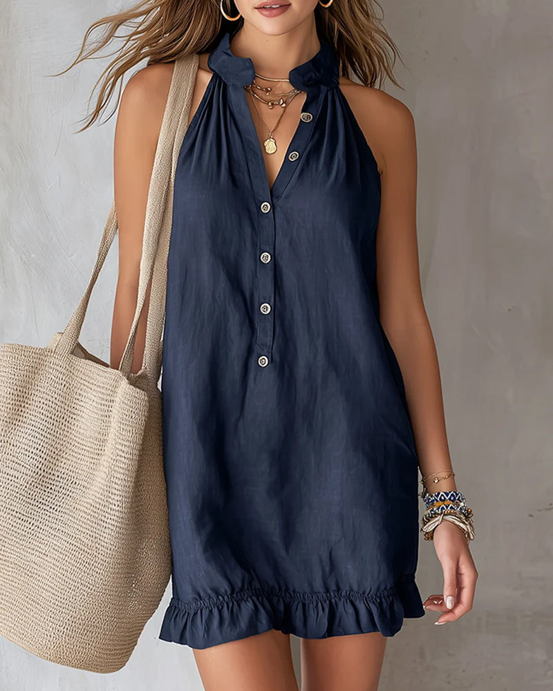 Kleid Ärmellos Elegant V-Ausschnitt