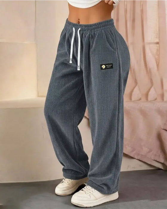 Hose Vertikal Cord Kord Zugband Weites Bein Casual