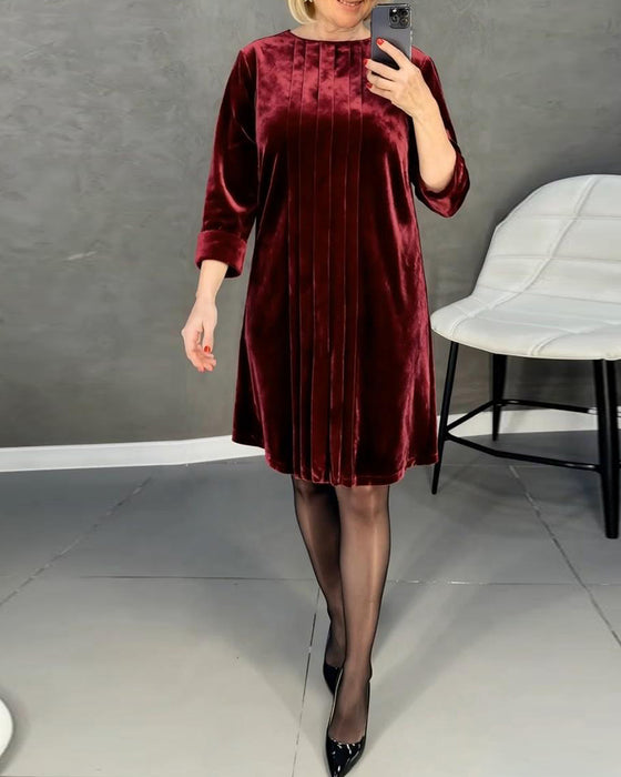 Kleid Rundhals plissiert
