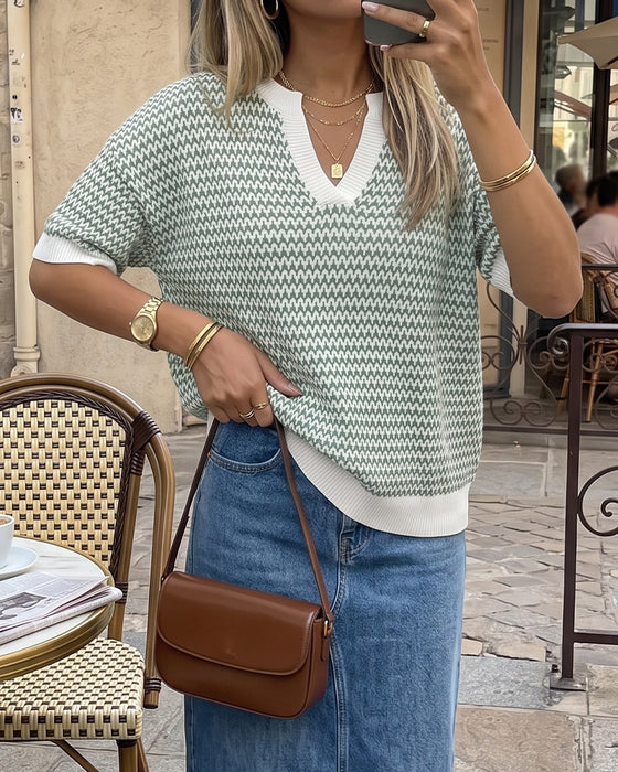 Pullover V-Ausschnitt Trendy Lässig