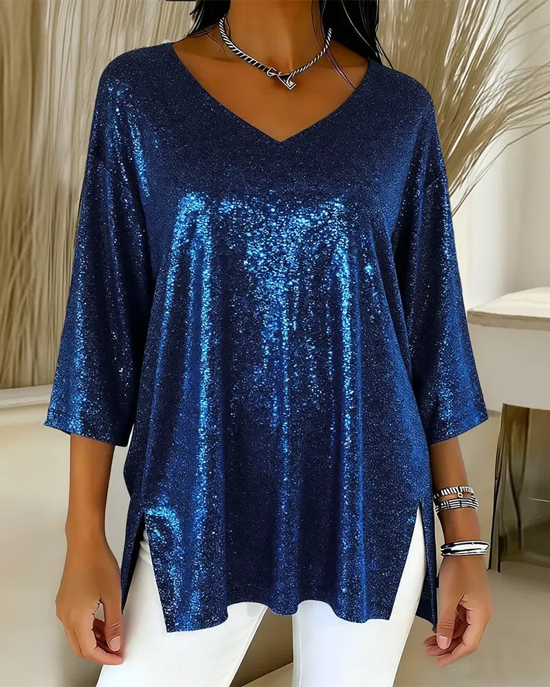 Top V-Ausschnitt Locker Modisch