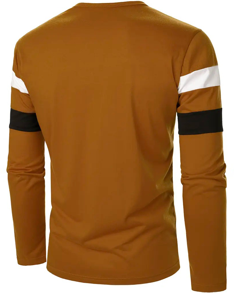 T-Shirt Rundhals Gestreift Langarm Herren