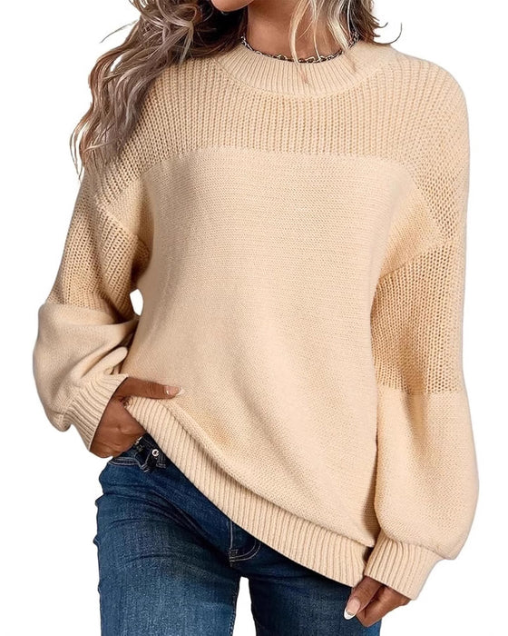 Pullover Unifarben Laternenärmel