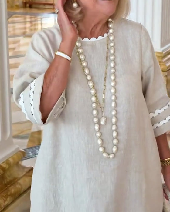 Kleid Wellensaum 3/4-Arm Etuikleid