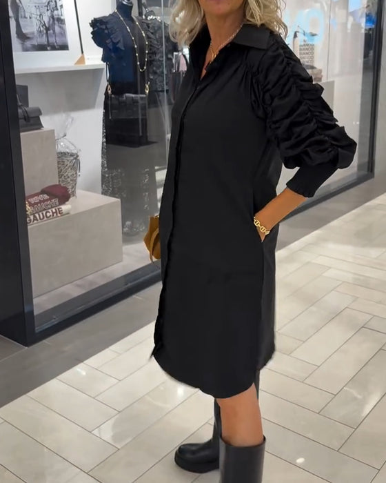 Kleid modisch Hemdkragen einfarbig