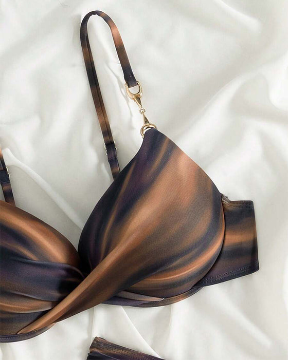 Bikini Retro Farbverlauf Gefaltet Sexy