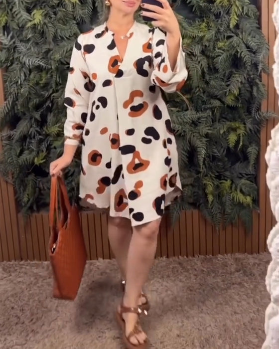 Kleid Bedruckt Langarm Locker