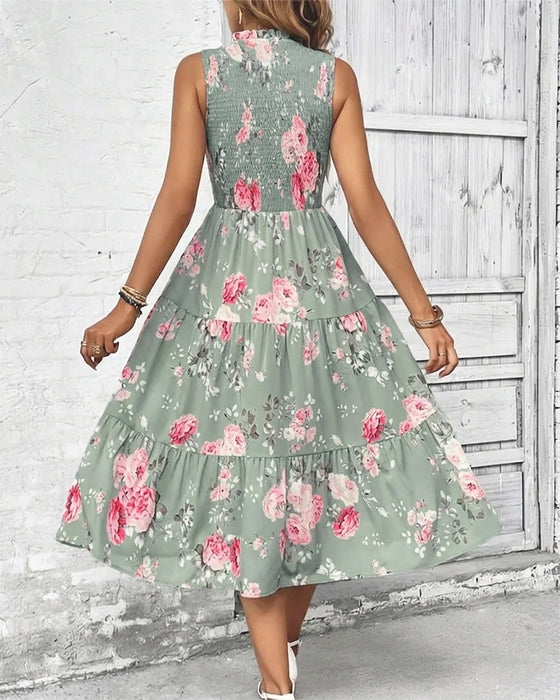 Kleid Blumig Druck Smock