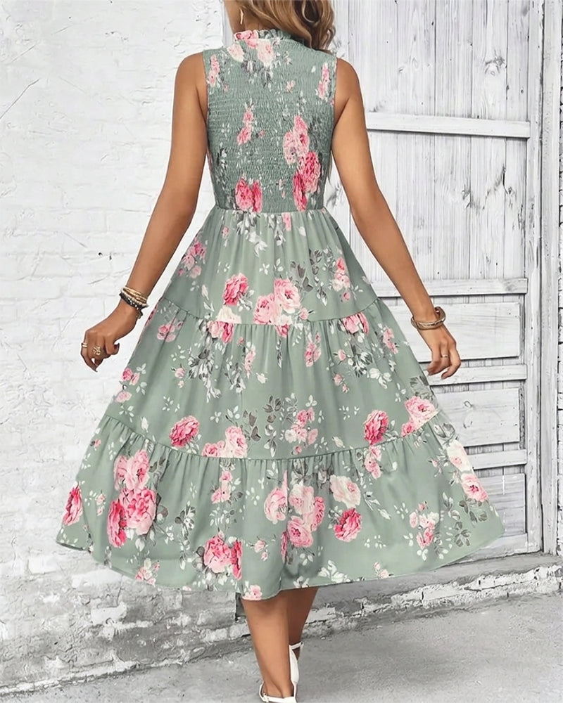 Kleid Blumig Druck Smock