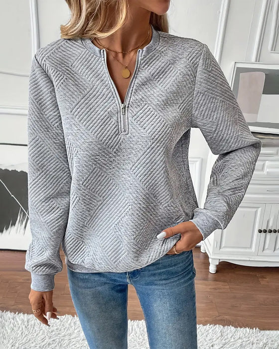 Sweatshirt Halbreißverschluss Casual Langarm