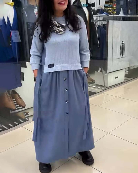 Kleid Casual Colorblocking Rundhalsausschnitt