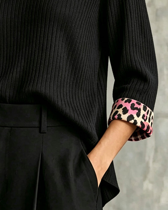 Bluse Cowl Neck Leopard Druck Locker Panel