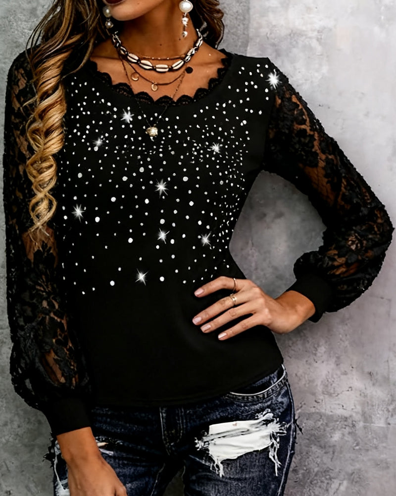 Modische Bluse mit Patchwork-Print