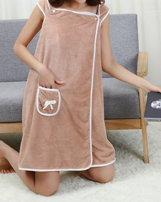 Bademantel Damen Korallen Fleece