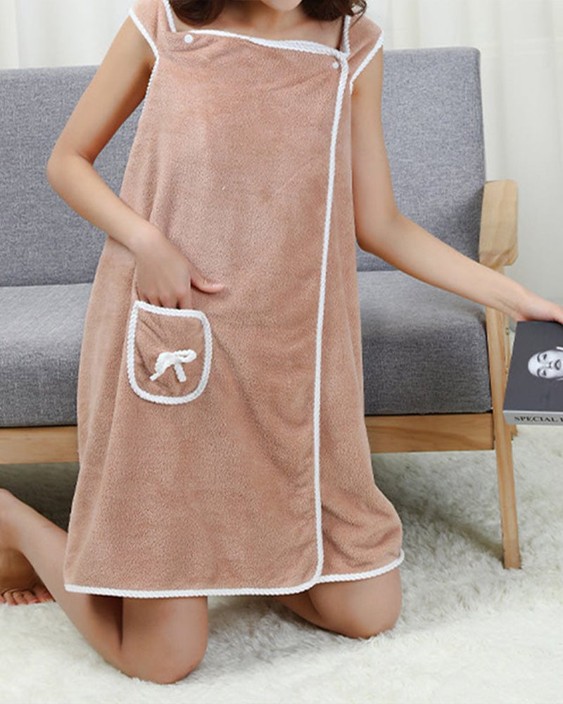 Bademantel Damen Korallen Fleece