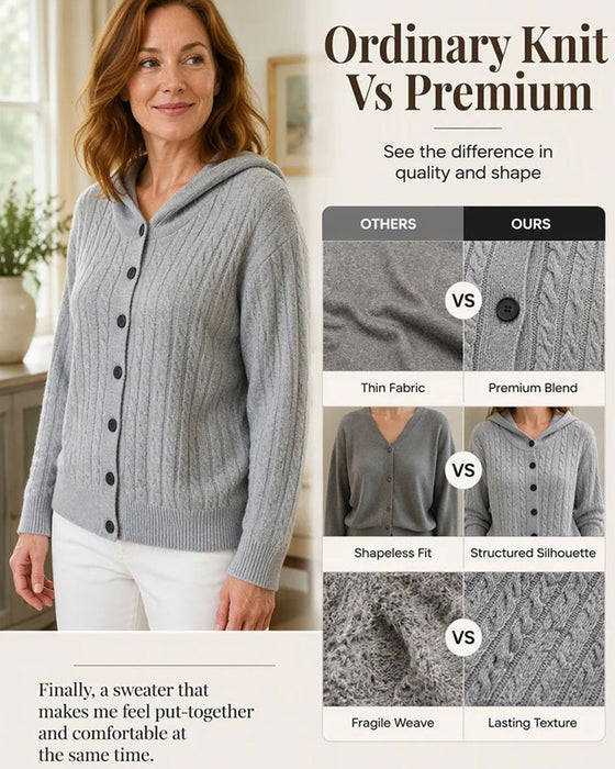 Cardigan Mit Kapuze Offen Vorne Gestrickt