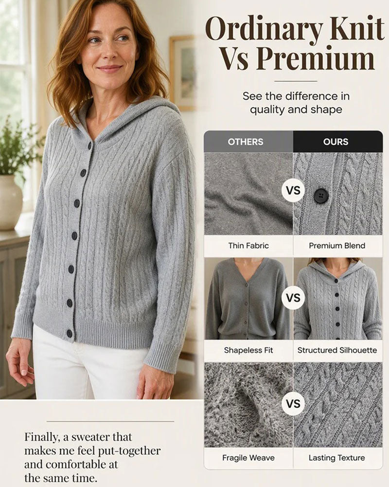 Cardigan Mit Kapuze Offen Vorne Gestrickt