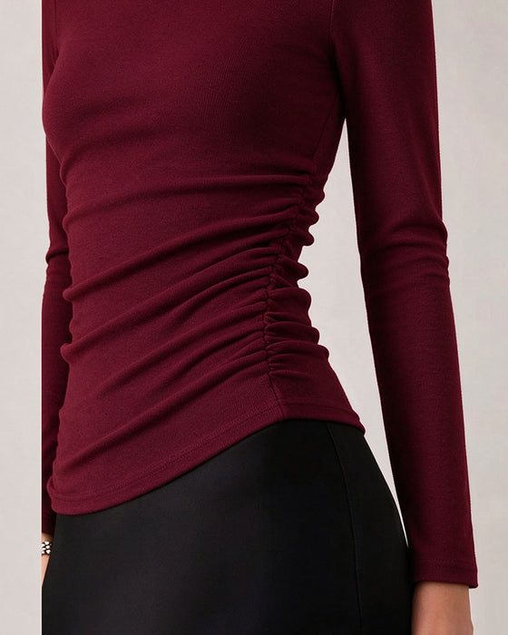 Top Halb Turtleneck Seite Gerafft Unterzieh