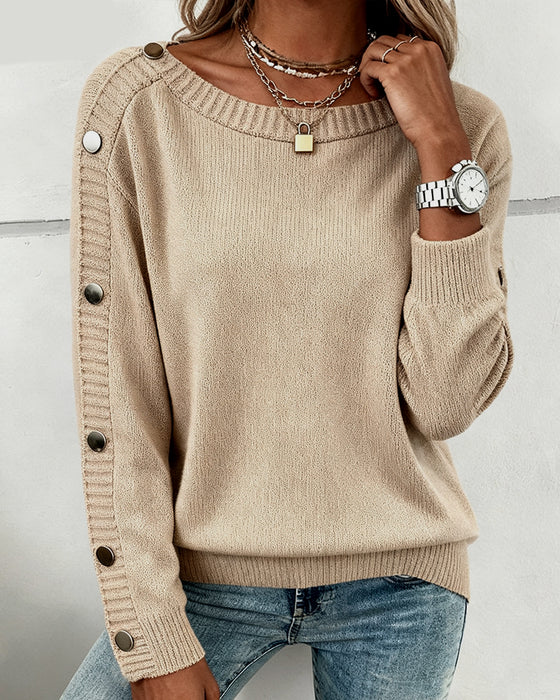 Pullover Knopfleiste langärmelig rundhals