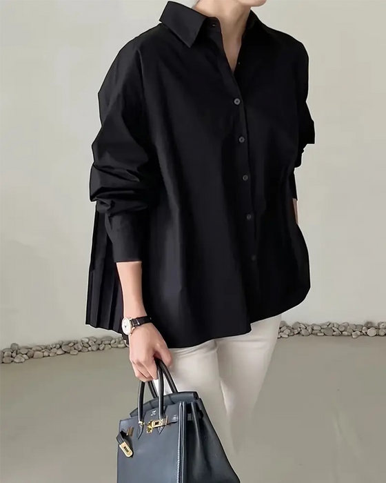 Bluse stylisch Uni-Farbe plissiert