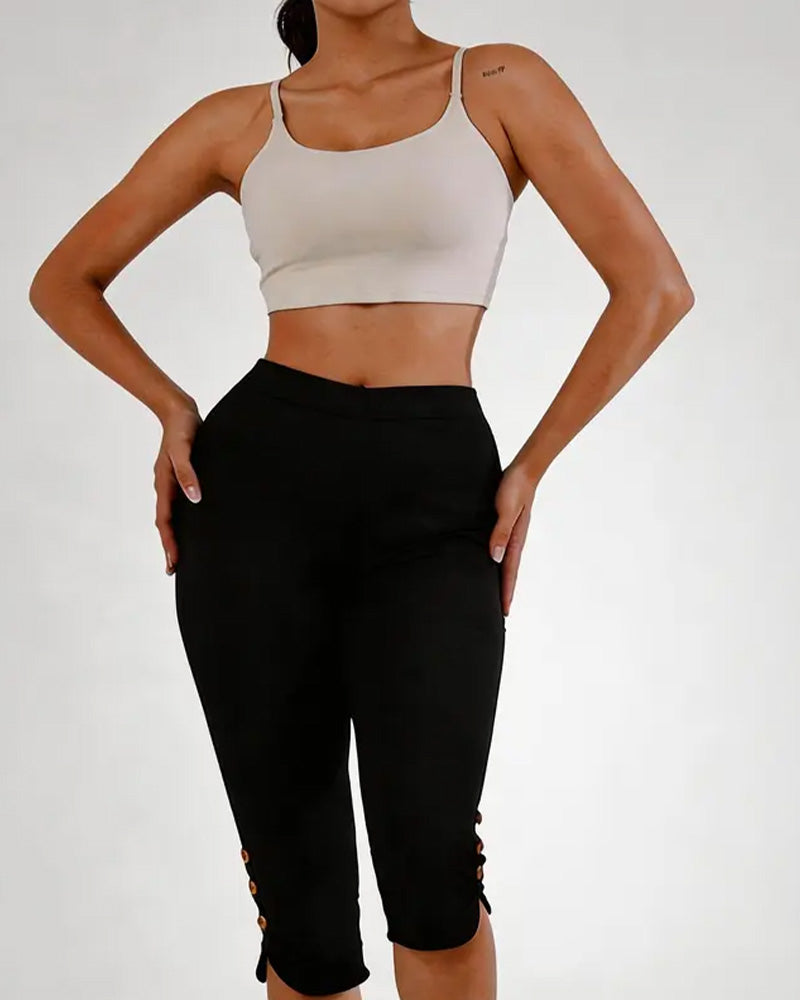 Leggings Einfarbig Schmal Geschnitten Gekürzt