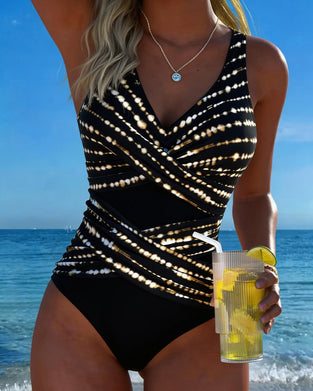 Einteilig Tank Top Stil V-Ausschnitt Bedruckt