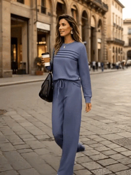 Set Damen Rundhalsausschnitt Top und Bundhosen mit Kordelzug