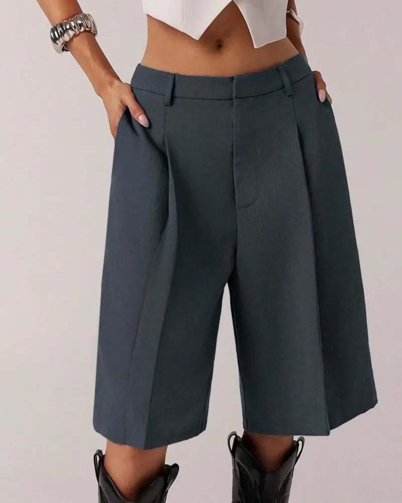 Blazer Hose Bermuda Gerades Bein Tasche Lässig