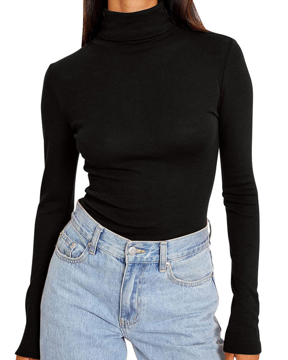 Top Einfarbig Halb Turtleneck Unterzieh