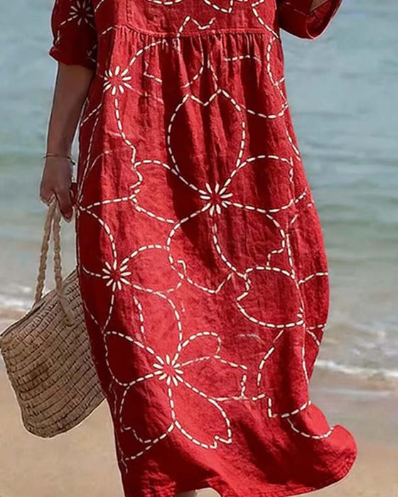 Kleid Lässig Blumen Print
