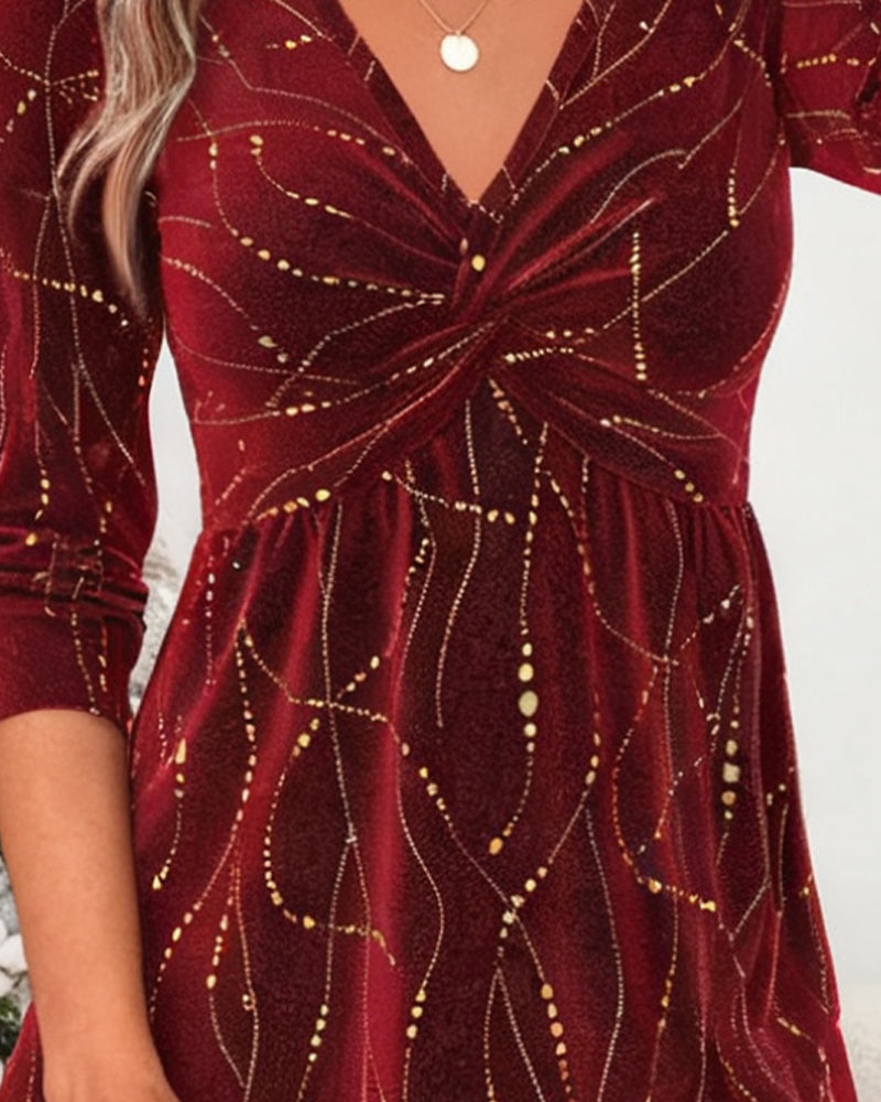 Langärmeliges Top mit V-Ausschnitt und Twist-Detail