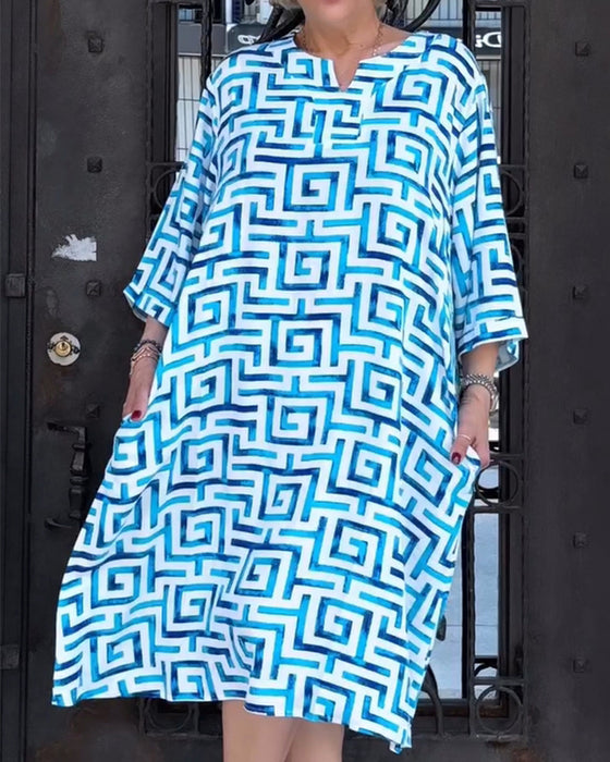 Kleid Lockeres Kurzarmkleid mit geometrischem Muster