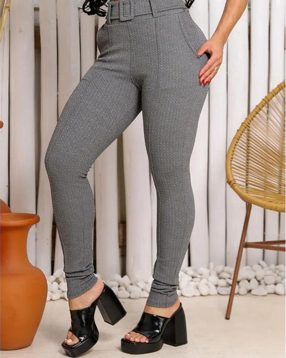 Hose Gürtel Strukturiert Slim Verjüngt