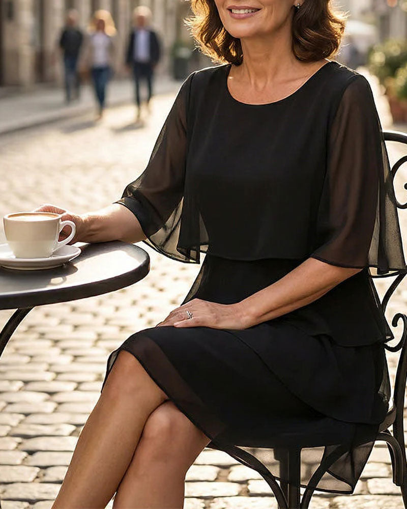 Kleid Locker Runder Halsausschnitt Kuchen