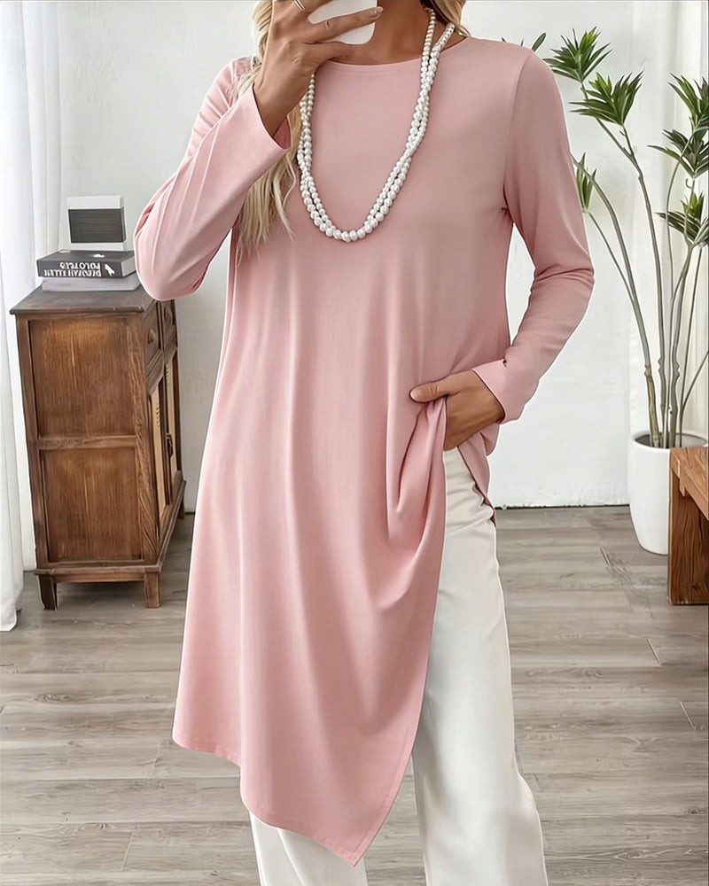 Top Asymmetrisch Midilänge Unifarben