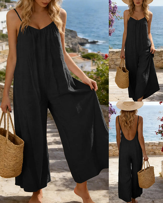 Jumpsuit Dünne Träger Einfarbig