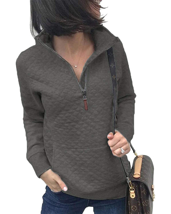Sweatshirt Lässig Reißverschluss Langarm