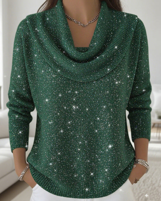 Paillettenpullover Mit Kuschelkragen