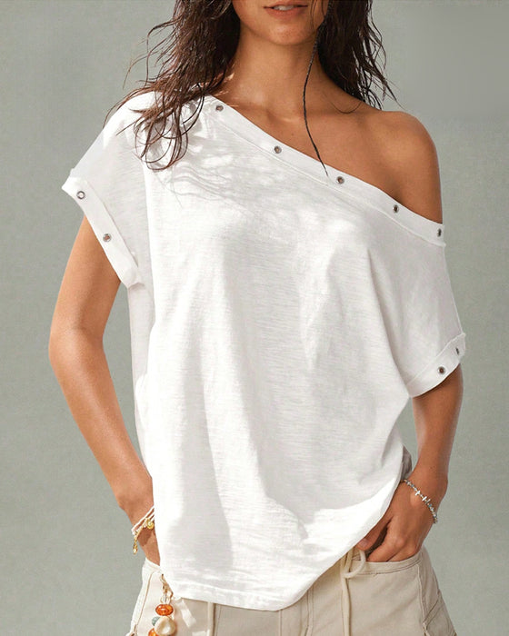 T-Shirt Ein Schulter Niete Uni