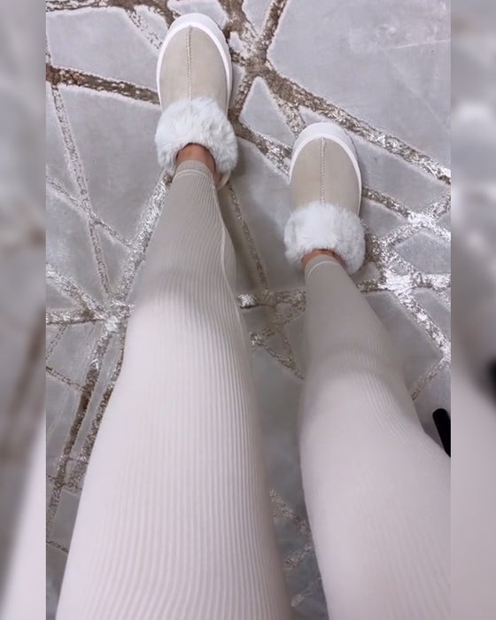 Leggings Uni Gefädelt Rippstoff