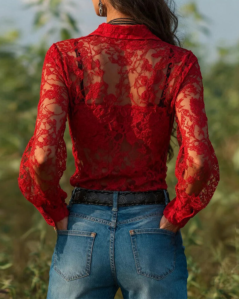 Einfarbige Hemd mit Kragen und langen Ärmeln