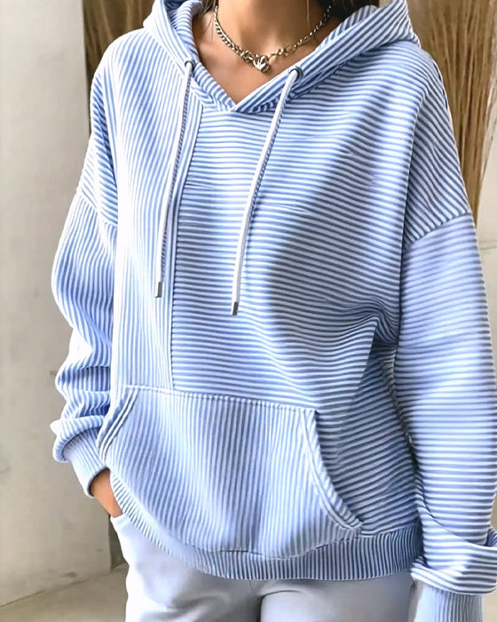 Hoodie Locker Gestreift Mit Kordelzug