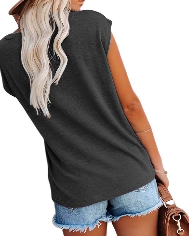 T-Shirt V-Ausschnitt Bedruckt Ärmellos