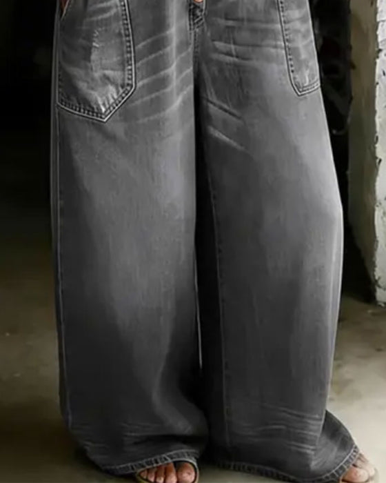 Jumpsuit Cowboy Lässig Locker Große Tasche