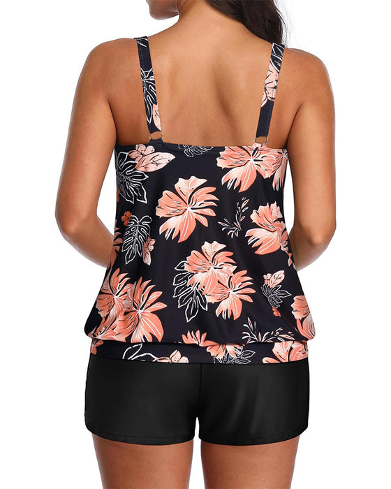 Tankini Schlank Weste Boxer Bedruckt Zweiteilig