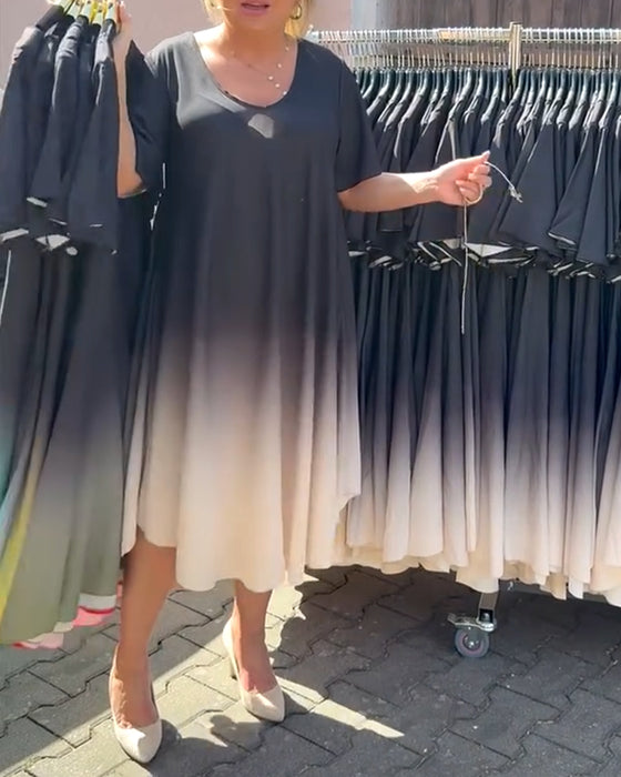 Kleid Kurzarm Farbverlauf Schwingend