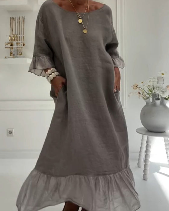 Kleid Rüsche Tasche Lässig